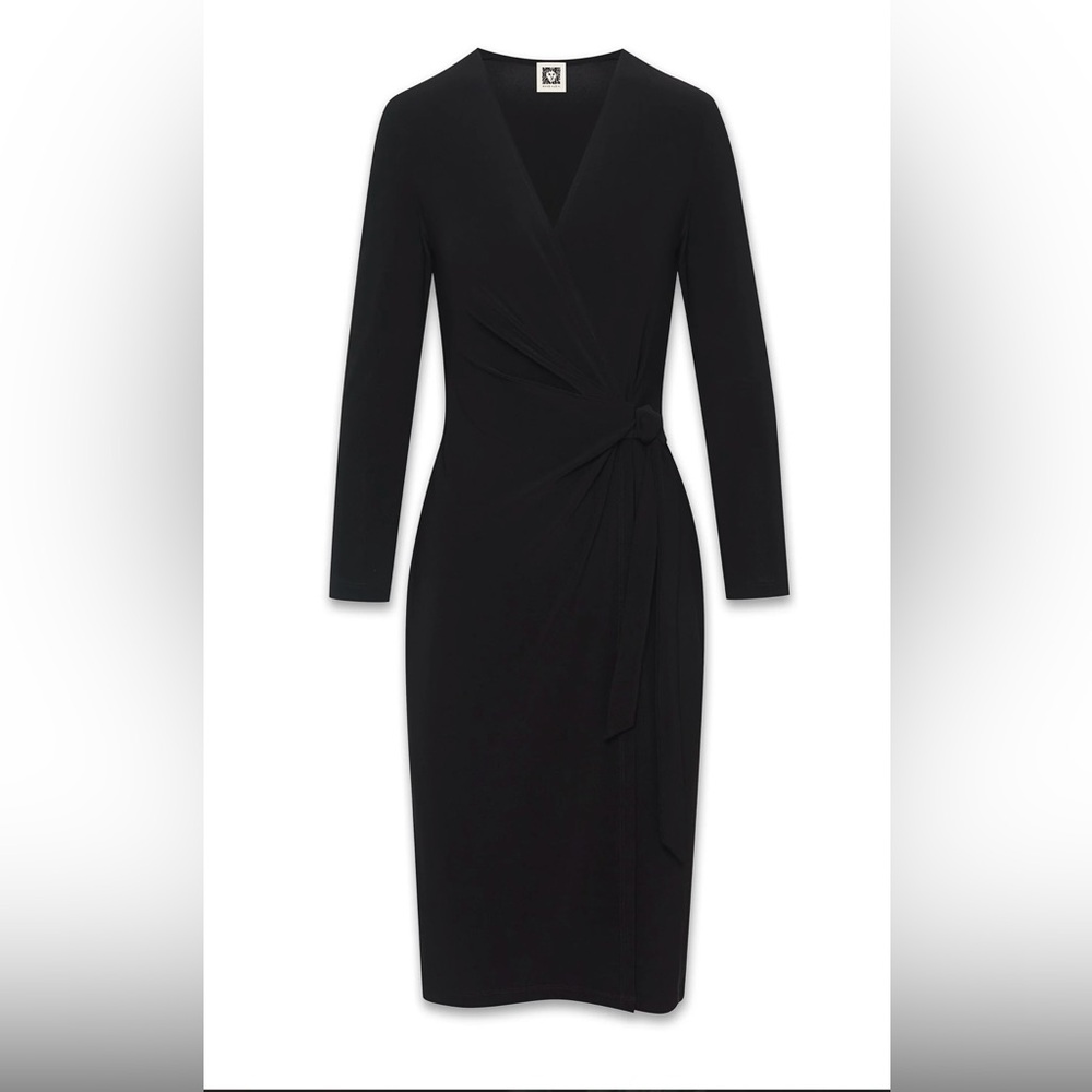 Anne Klein Faux Wrap Dress Black Size XL